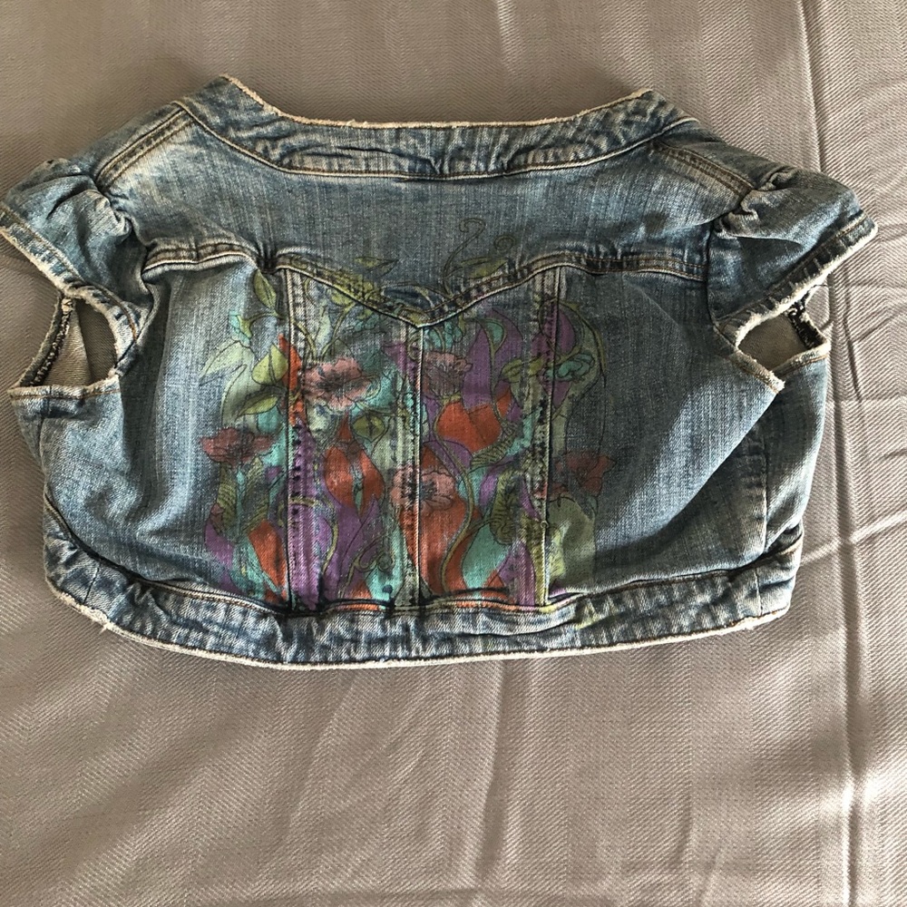 Vintage denim crop vest